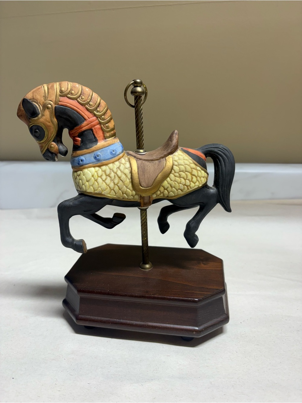 Decorative Carousel Horse Figurine - Yellow and Black
